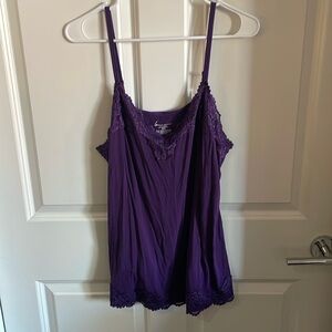 Lane Bryant - Lace trimmed tank top, purple. Size 18/20